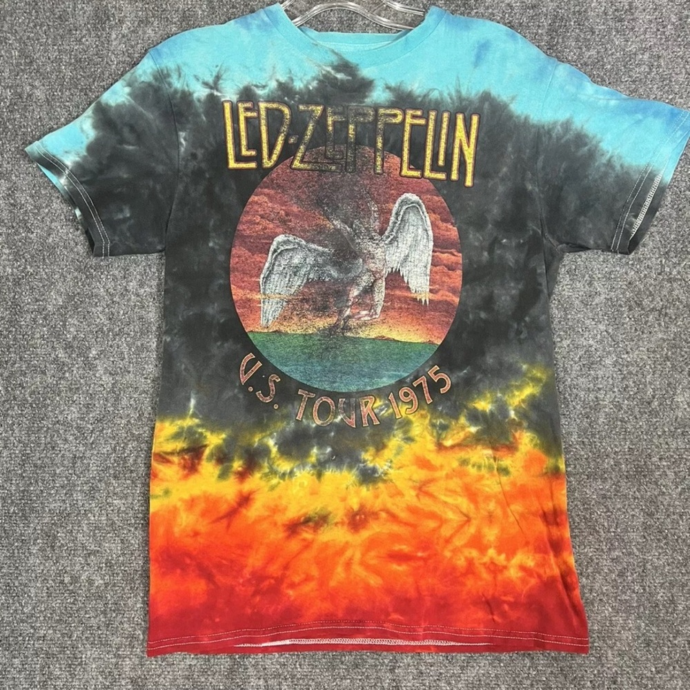 Led Zeppelin Shirt Adult Small Blue Red Rainbow US 1975 Tour Cotton￼